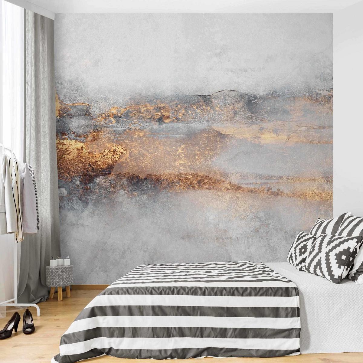 FOTOTAPETE Gold-Grauer Nebel 288/288 cm - Grau, Papier (288/288cm) - Bilderwelten