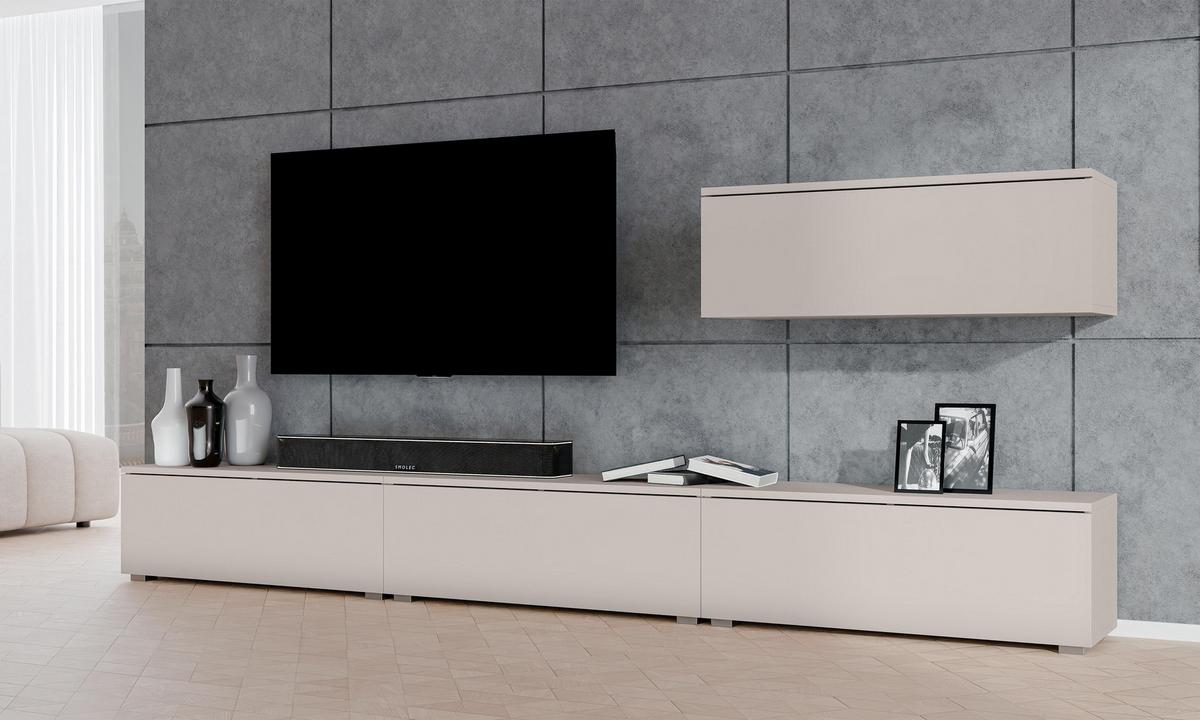 WOHNWAND Loriano IV Beige Kaschmir 300/70,5/32 cm – Hängend und Stehend - Beige, Holzwerkstoff/Kunststoff (300/70.5/32cm) - AX Living