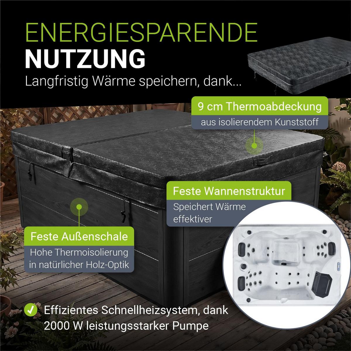 WHIRLPOOL Oasis ohne Treppe Outdoor - Grau, Kunststoff (210/80/160cm) - Artsauna