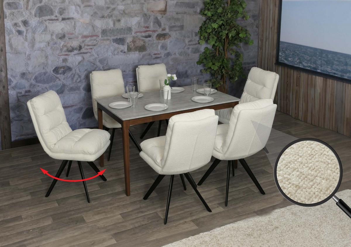 ESSZIMMERSTUHL Weiß 6er-Set - Creme/Weiß, Textil (48/92/68cm) - MCW