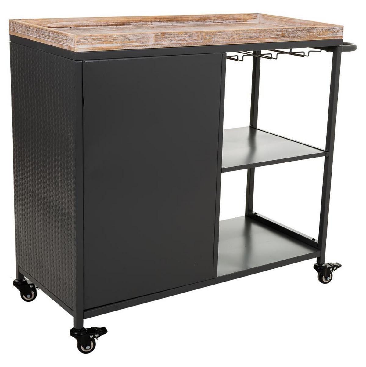 WEINREGAL mit Rädern aus Holz und grauem Metall 100x40x84 - Braun, Metall (100/83.5/40cm) - Wanderlust