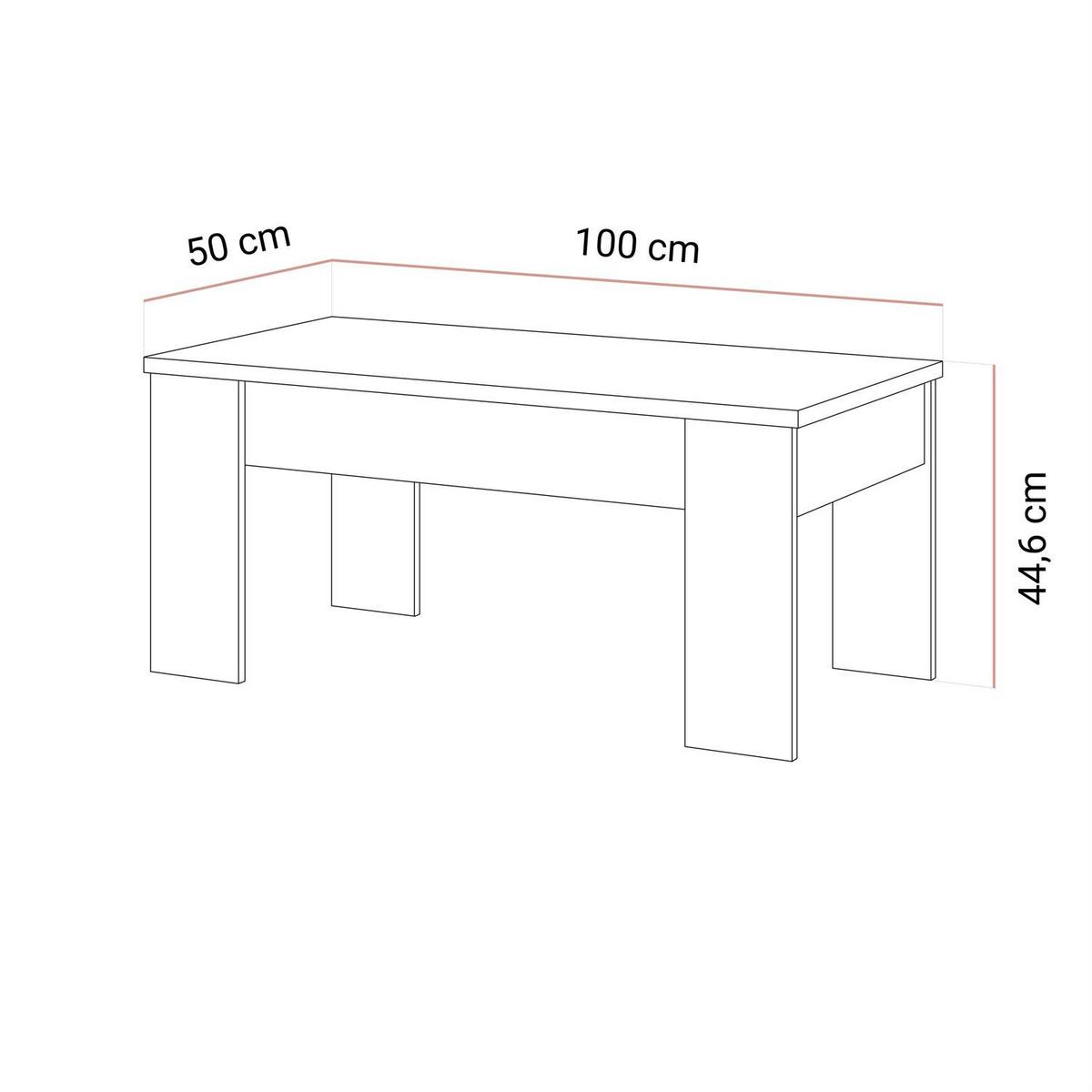COUCHTISCH APERTO ausklappbar - Weiß, Holzwerkstoff (100/45/50cm) - Lookway