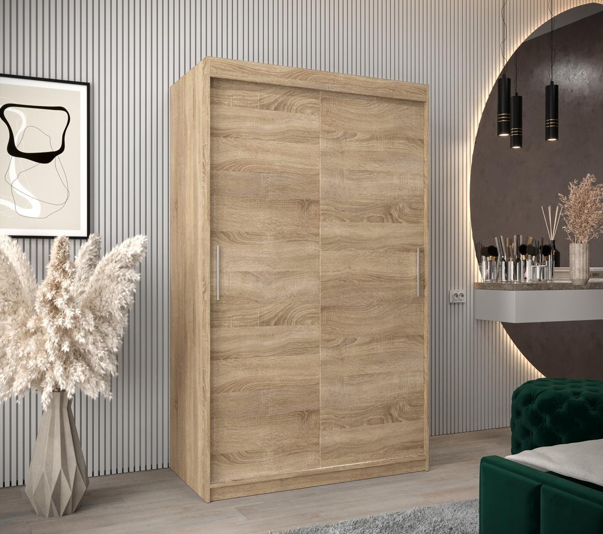 SCHIEBETÜRENSCHRANK TOKYO 200/120/62 2-türig - Silberfarben/Sonoma Eiche, Holz/Kunststoff (120/200/62cm) - MÖBEL KRYSPOL