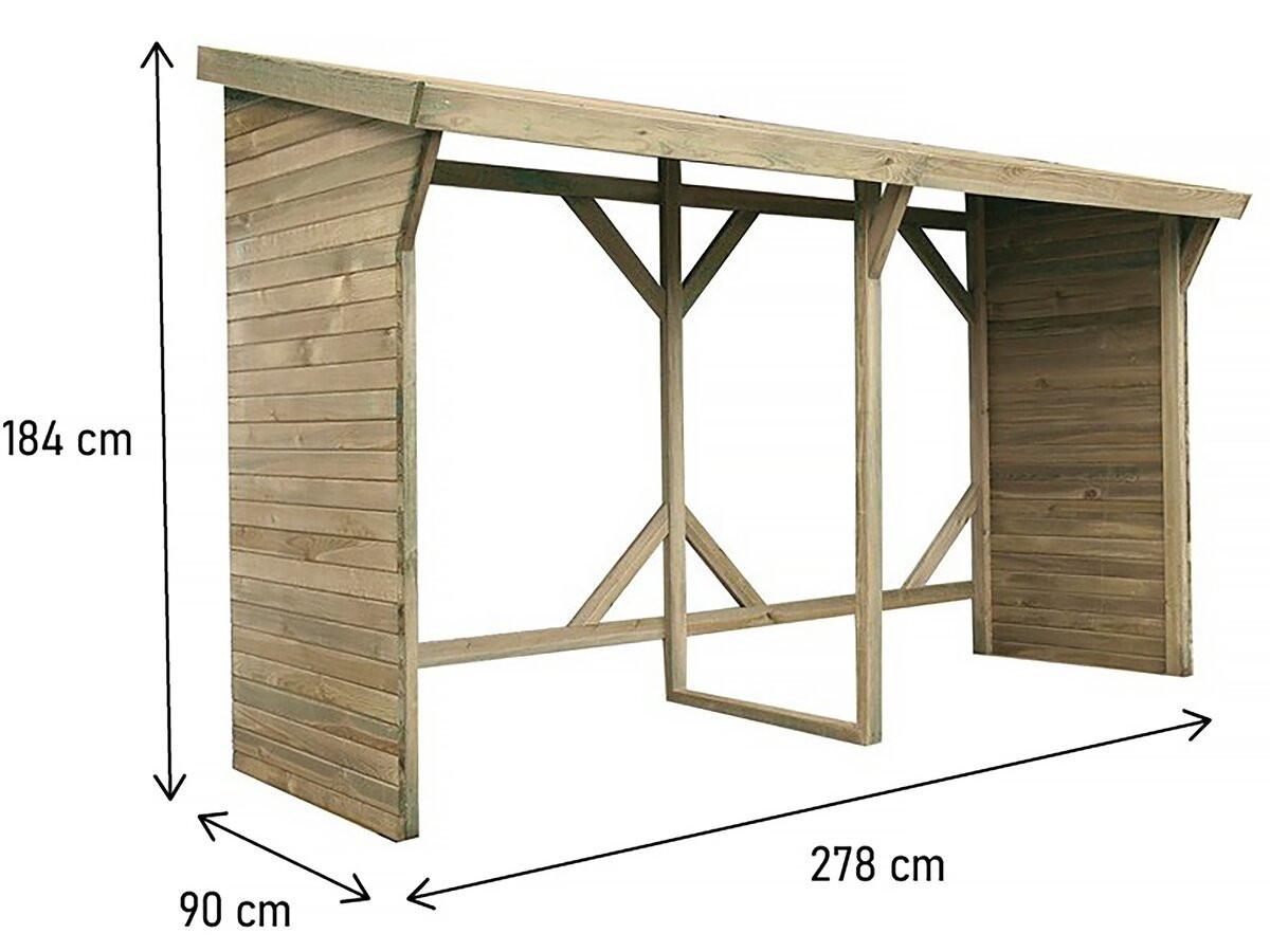 HOLZUNTERSTAND abri bûches - 2.5 m² - 2.78 x 0.90 x 1.85 m- 5 stères Braun - Braun, Holz (90/185/278cm) - Habitat Garten