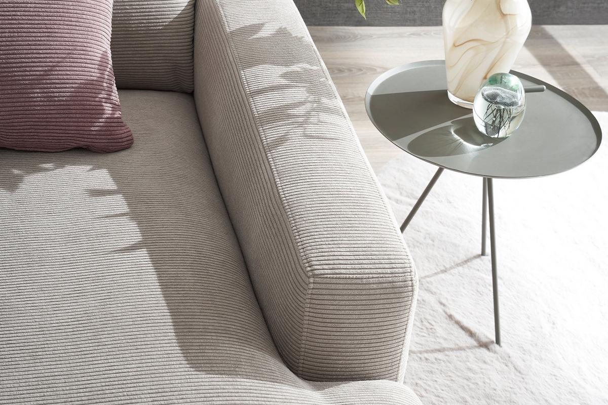 LONGSEAT CARA Beige Cord - Beige/Schwarz, Textil/Metall (132/84/170cm) - KAWOLA
