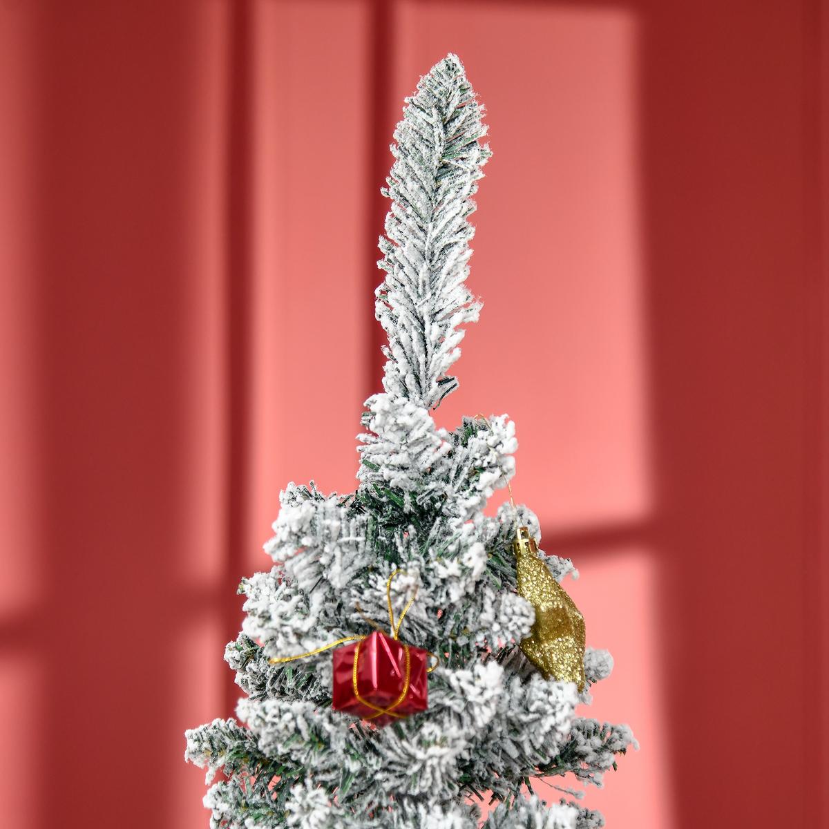 KÜNSTLICHER Weihnachtsbaum, 180 cm Christbaum mit Kunstschnee, Indoor - Grün, Kunststoff/Metall (180cm) - HOMCOM