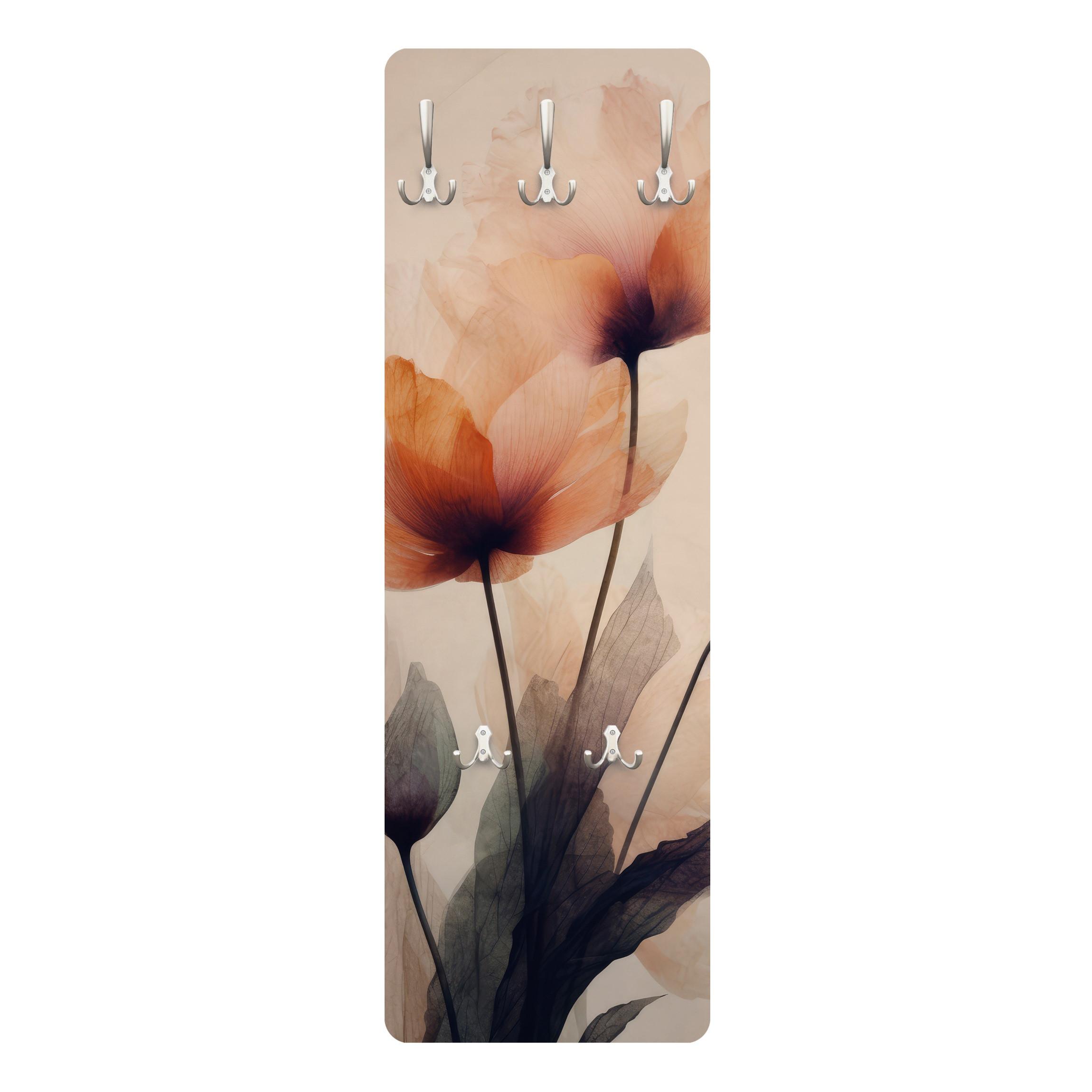 WANDGARDEROBE - Pergamentblumen 34/105 cm - Beige, Holzwerkstoff (34/105/1.6cm) - Bilderwelten