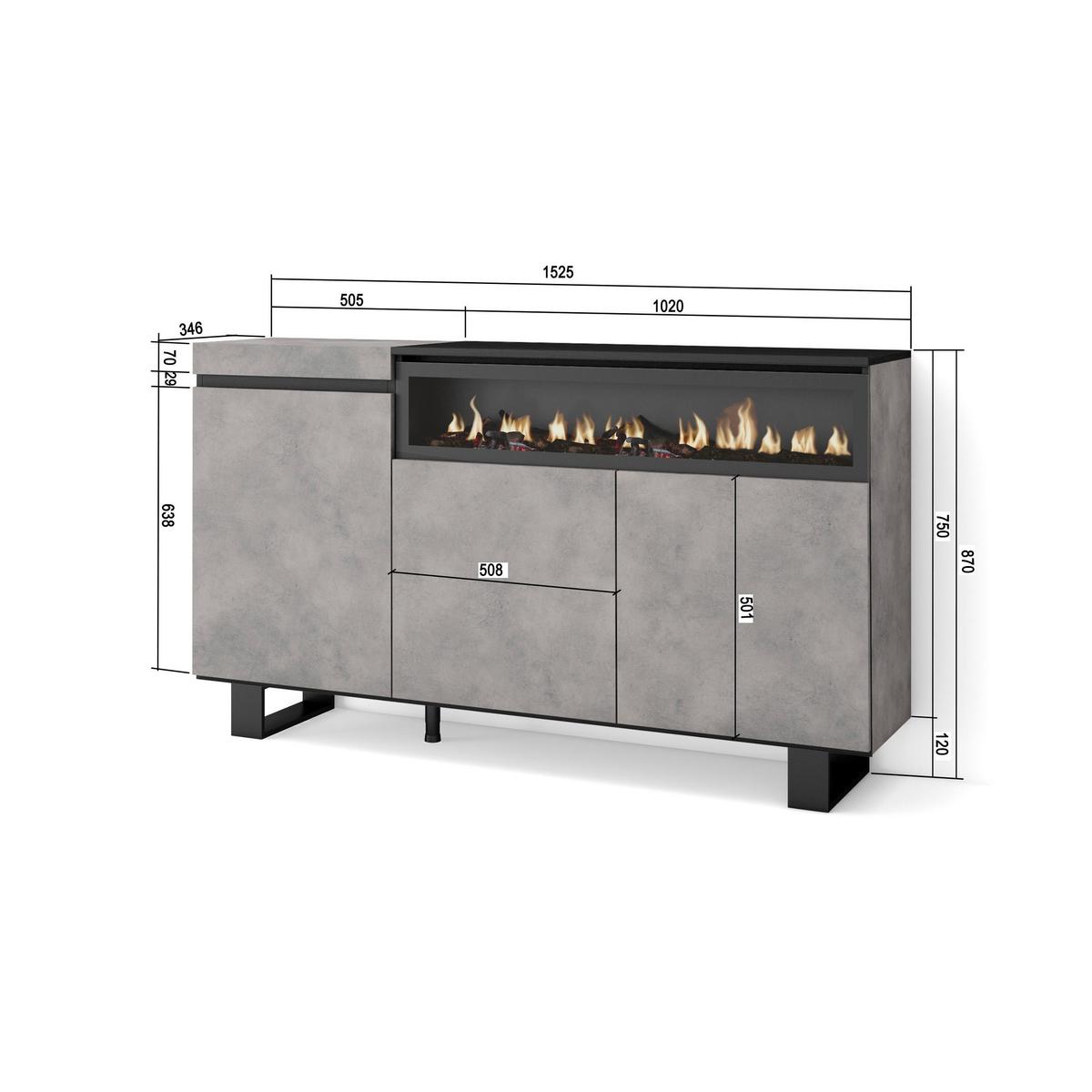 SIDEBOARD zementgrau, 150/35/87cm - Grau, Holzwerkstoff (150/87/35cm) - Skraut Home