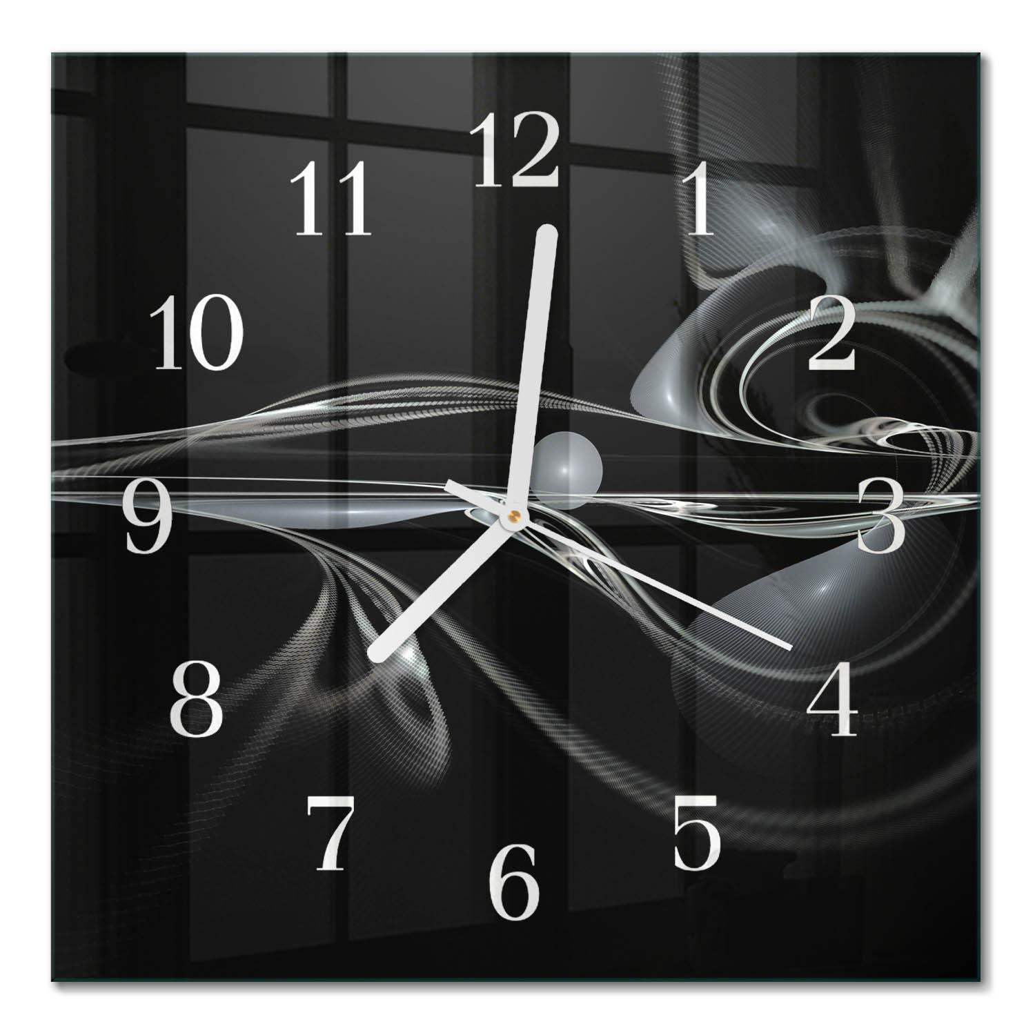 WANDUHR aus Glas 30x30 cm - Abstraktion - Schwarz, Glas (30/30/0.4cm) - TULUP