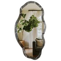 SPIEGEL 90x45 cm asymmetrisch mit Druck - Schwarzer Marmor - Transparent, Glas (45/90/0.4cm) - TULUP