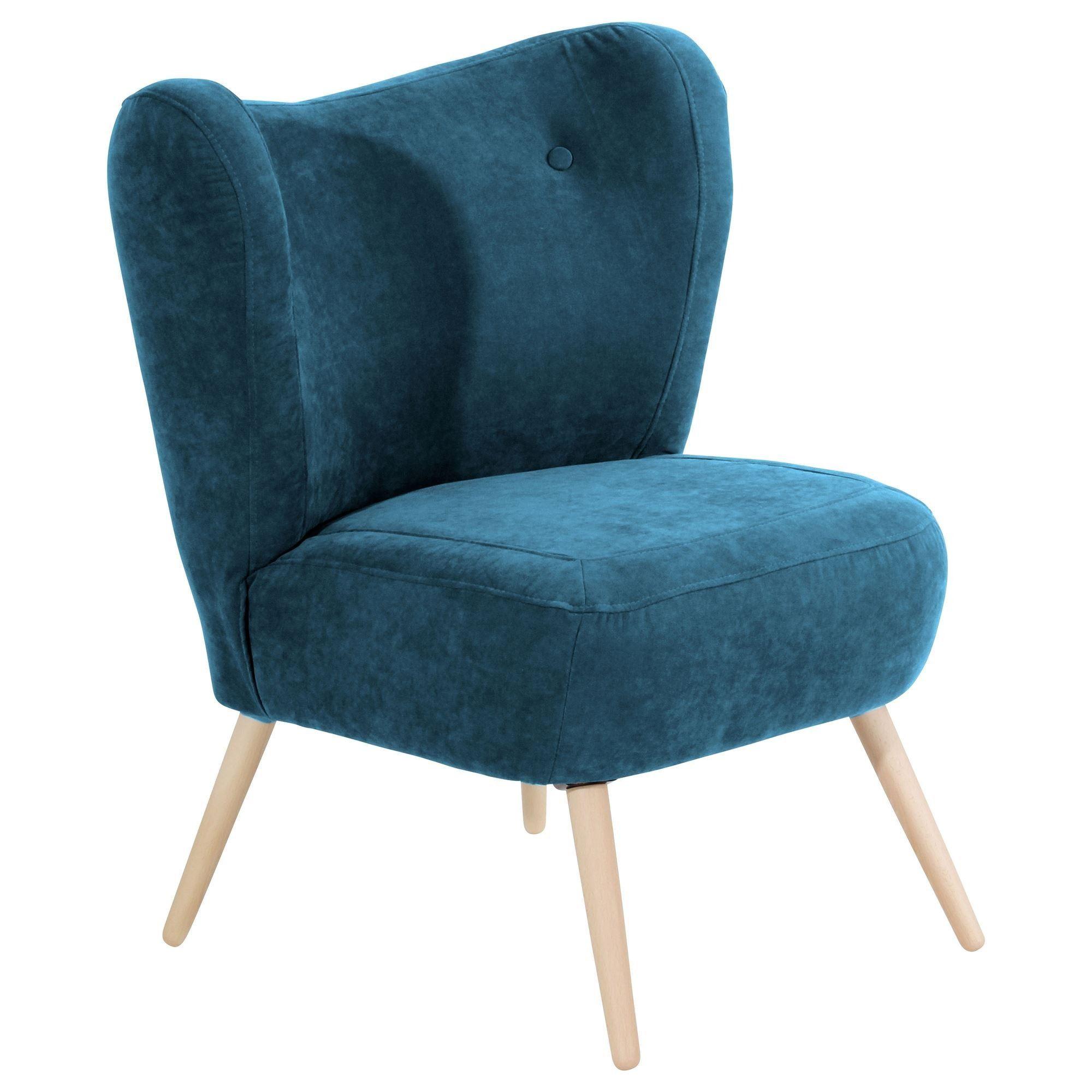 SESSEL Kathy Bezug Veloursstoff Buche natur / petrol - Blau, Kunststoff (70/86/69cm) - 58aufmkessel