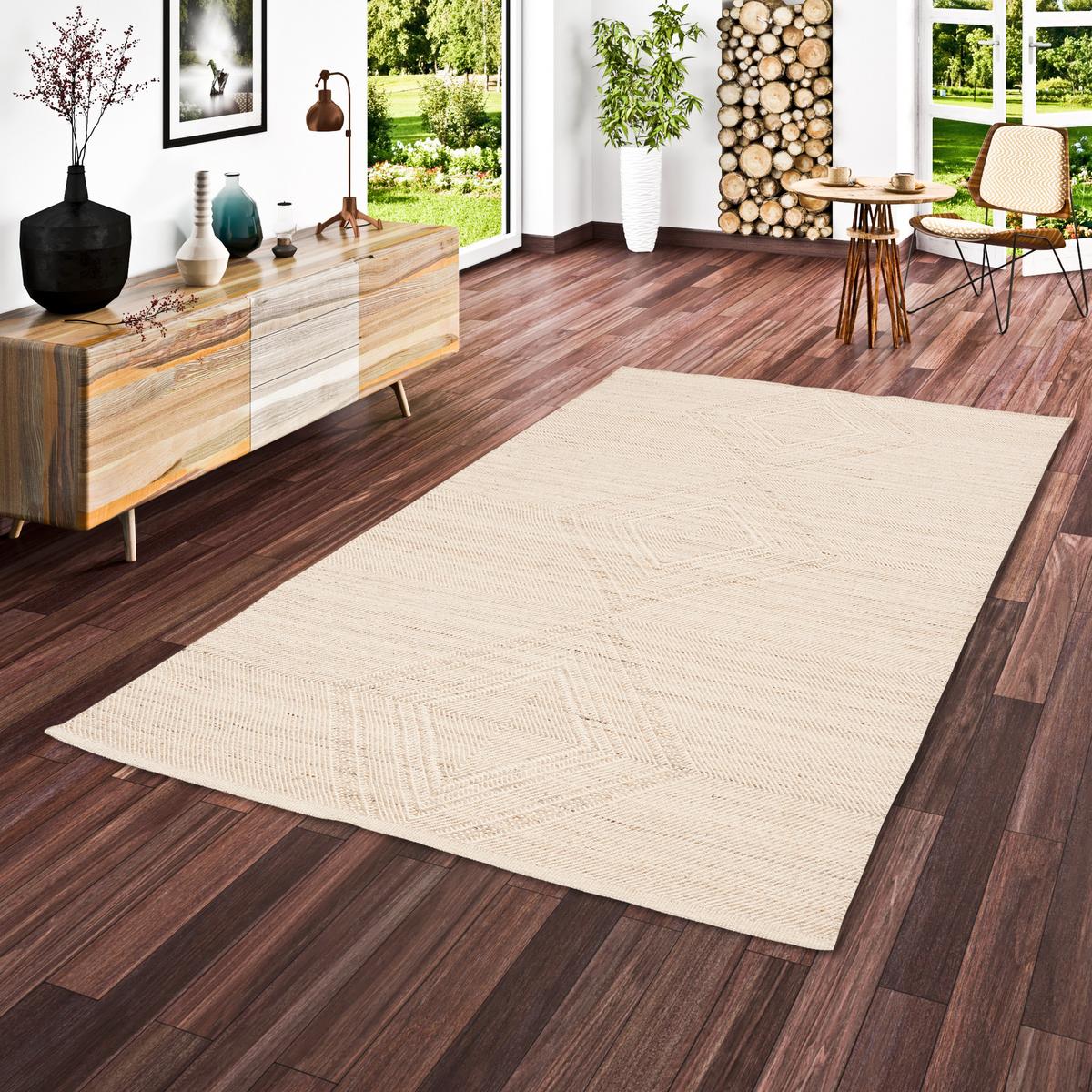 NATUR TEPPICH KELIM WOLLE LARA MELIERT - Naturfarben, Textil (60/90cm) - Pergamon