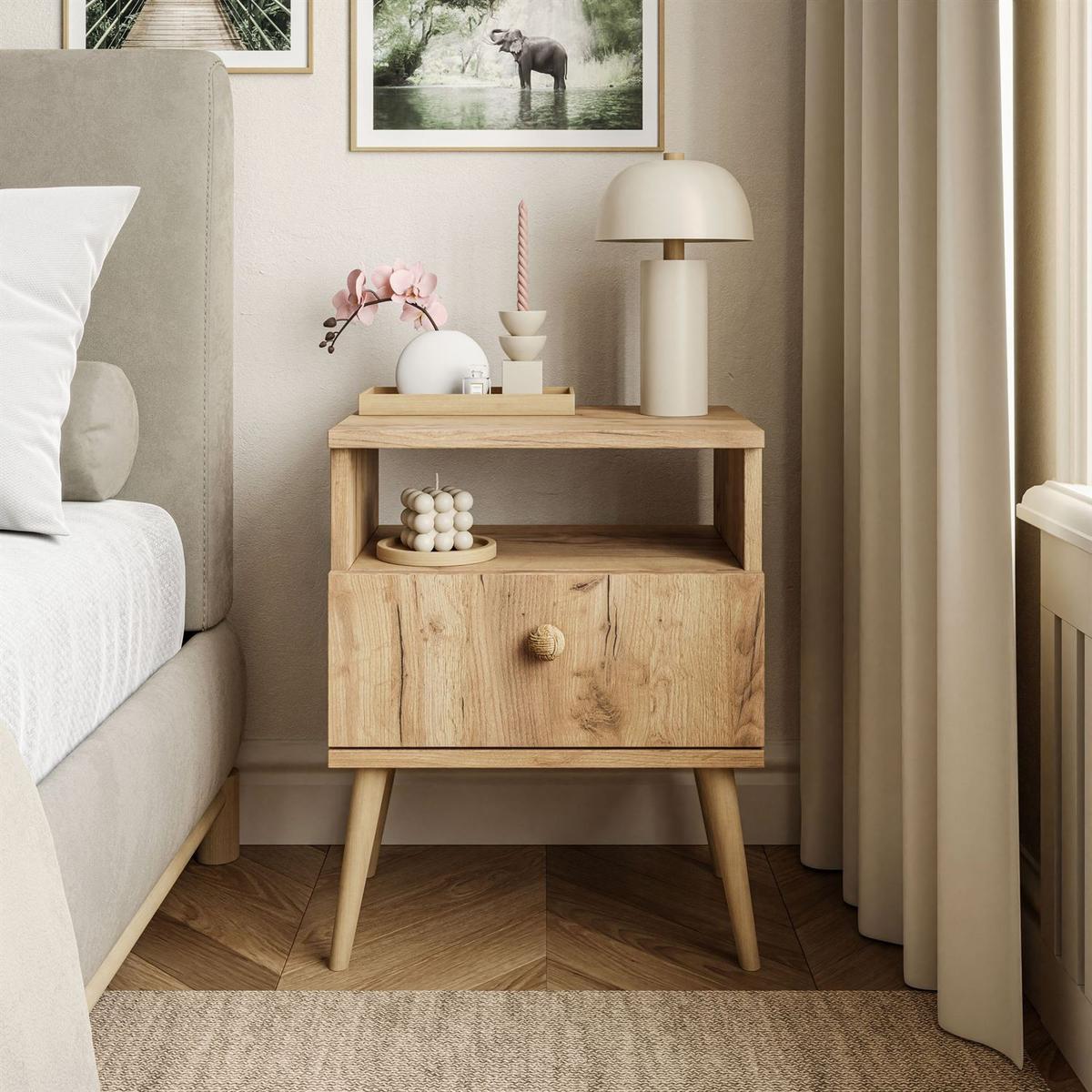 NACHTTISCH HARMONY Craft Gold Eiche - Eichefarben, Holzwerkstoff (44/56/31cm) - Lookway