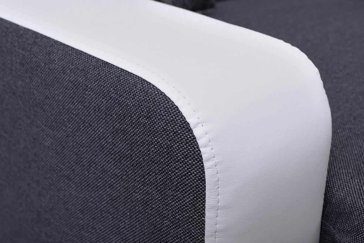 ECKSOFA MIRA Grau Geflochtener Stoff mit Schlaffunktion - Grau, Holz (263/184cm) - MASSENO
