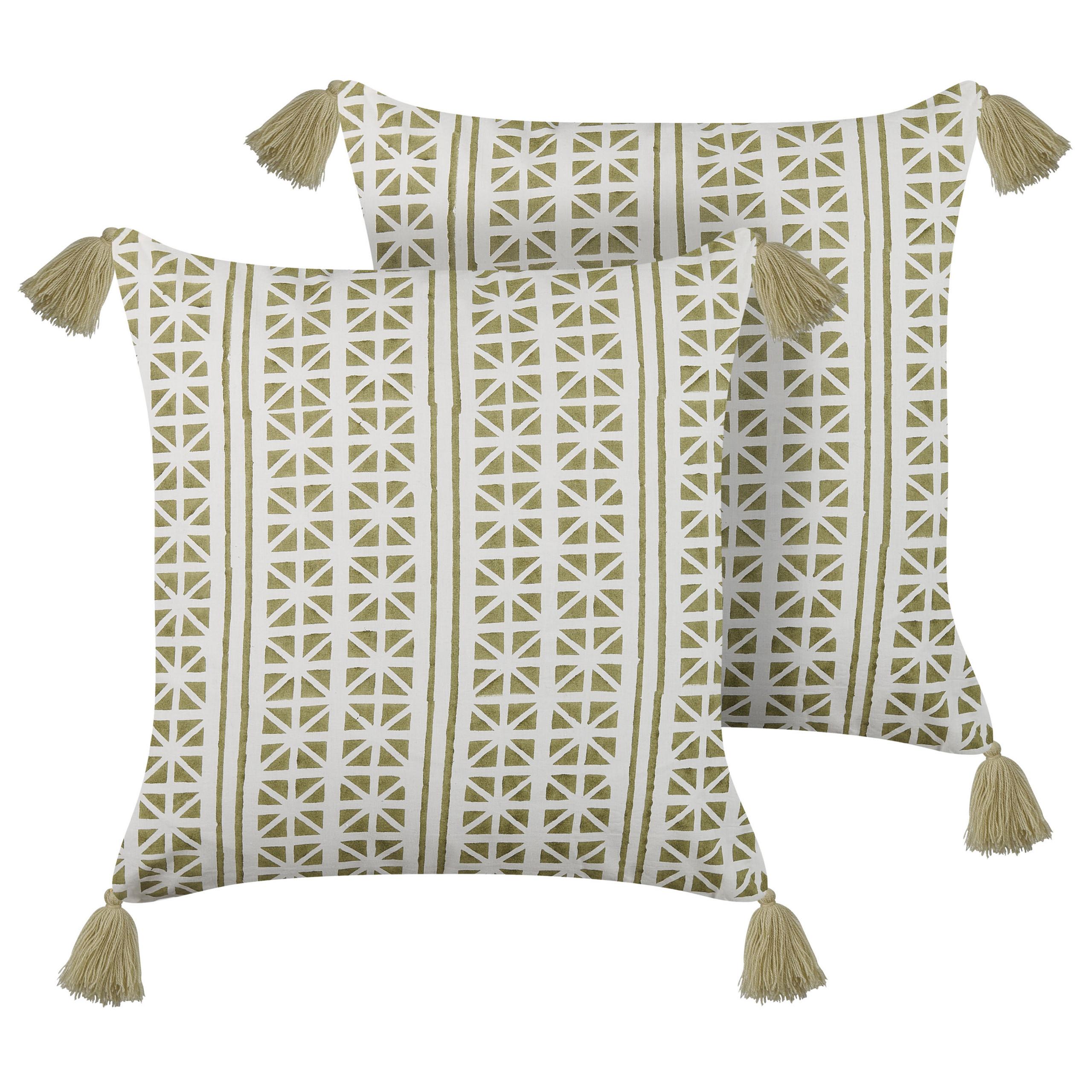 DEKOKISSEN 2er-Set Hellgrün 45/45 cm Syringa - Hellgrün, Naturmaterialien/Textil (45/45cm) - Beliani
