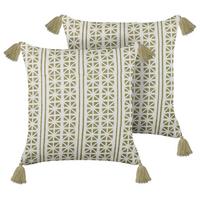 DEKOKISSEN 2er-Set Hellgrün 45/45 cm Syringa - Hellgrün, Naturmaterialien/Textil (45/45cm) - Beliani