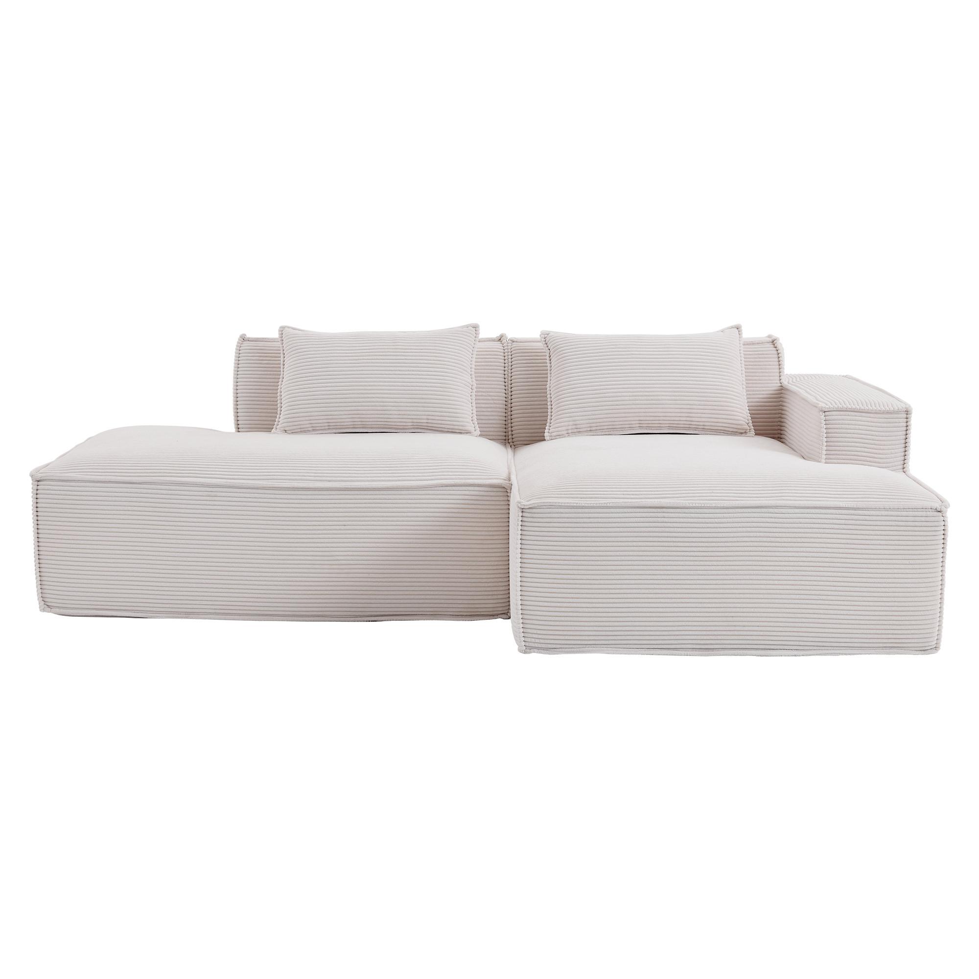 ECKSOFA gepolstert mit taschenfederkern & 2 kissen - Beige, Textil (235/129cm) - Urban Meuble
