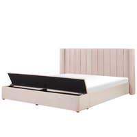 POLSTERBETT 180/200cm Pastellrosa Noyers - Pink, Textil (180/200cm) - Beliani