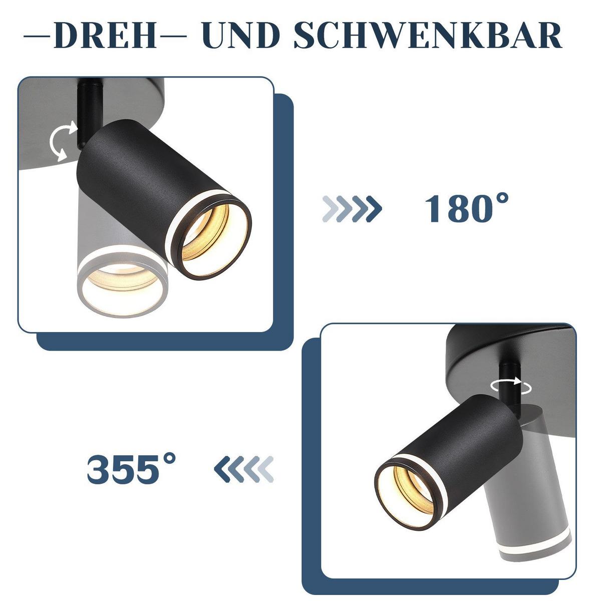 DECKENSTRAHLER Coesfeld 3-flammig 20/20/17 cm - Schwarz, Metall (20/20/17cm) - Nettlife