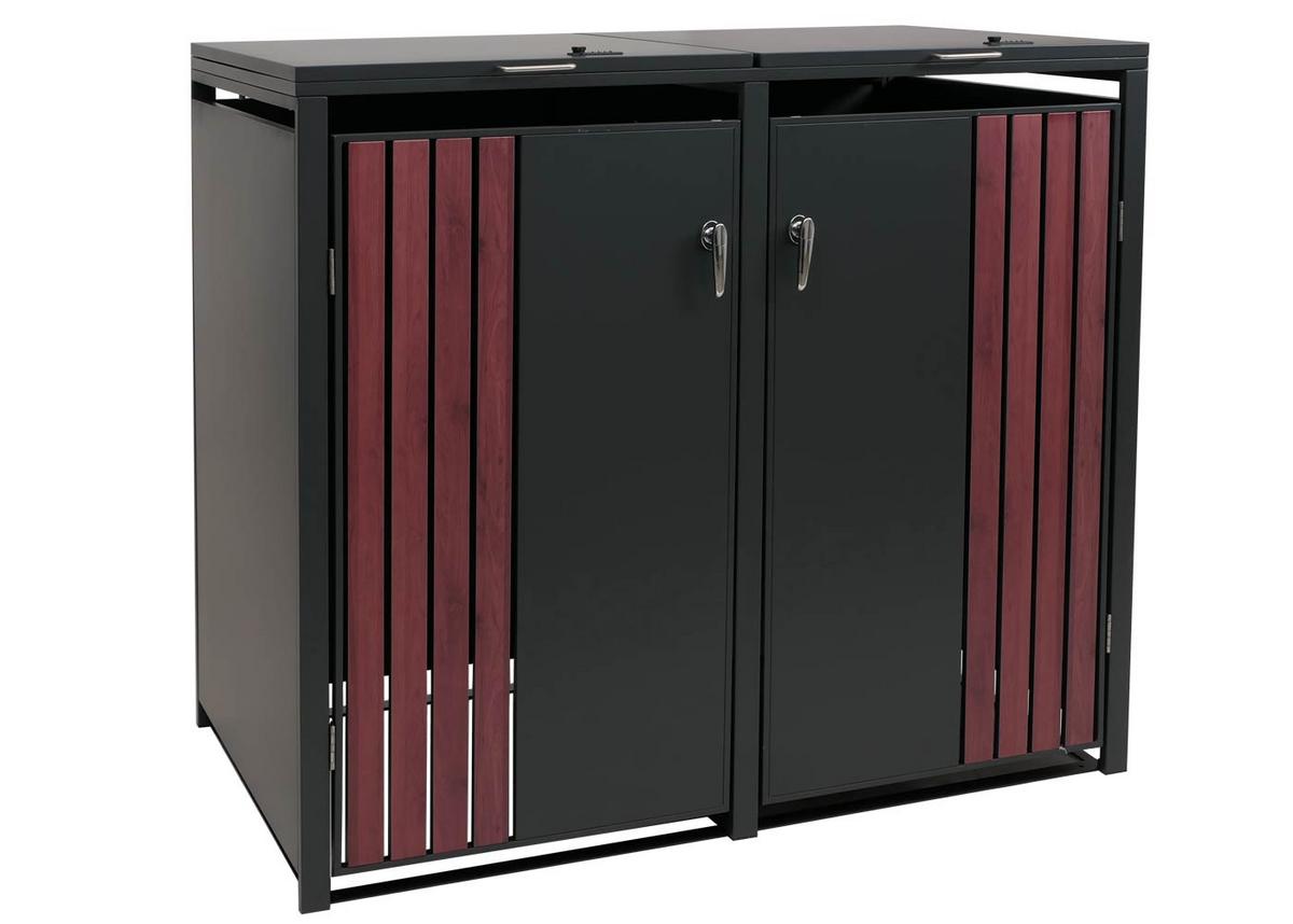 2ER-MÜLLTONNENVERKLEIDUNG Anthrazit, Dunkelbraun - Anthrazit/Dunkelbraun, Metall (132/122/84cm) - MCW