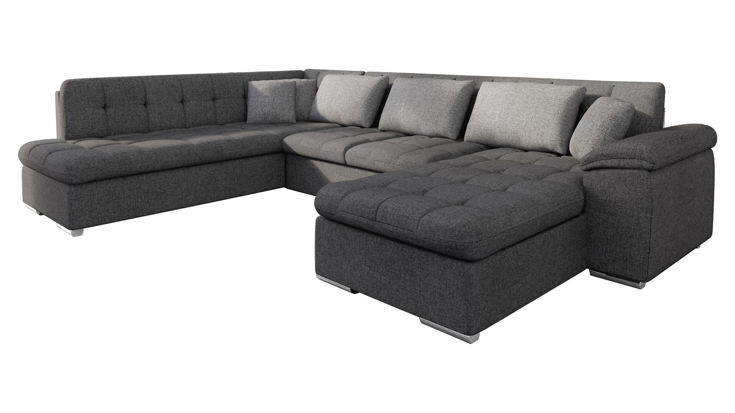 WOHNLANDSCHAFT Niko Bis Lux, Seite: Rechts - Graphitfarben, Holz/Textil (348/76/205cm) - MIRJAN24
