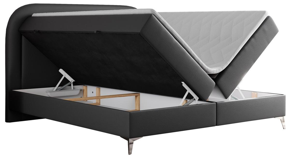 BOXBETT EIRA 180/200 Dunkelgrau Kunstleder - H4 - Dunkelgrau/Silberfarben, Holz/Textil (180/200cm) - MKS