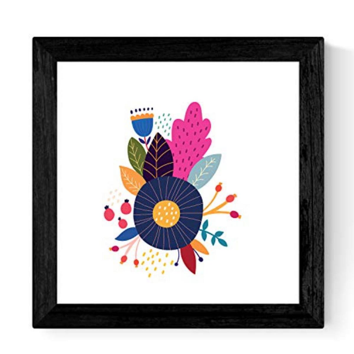 POSTER Set mit 4 bunter Blumen im skandinavischen Stil 20x20cm Rahmenlos - Klar, Papier (20/3cm) - Nacnic