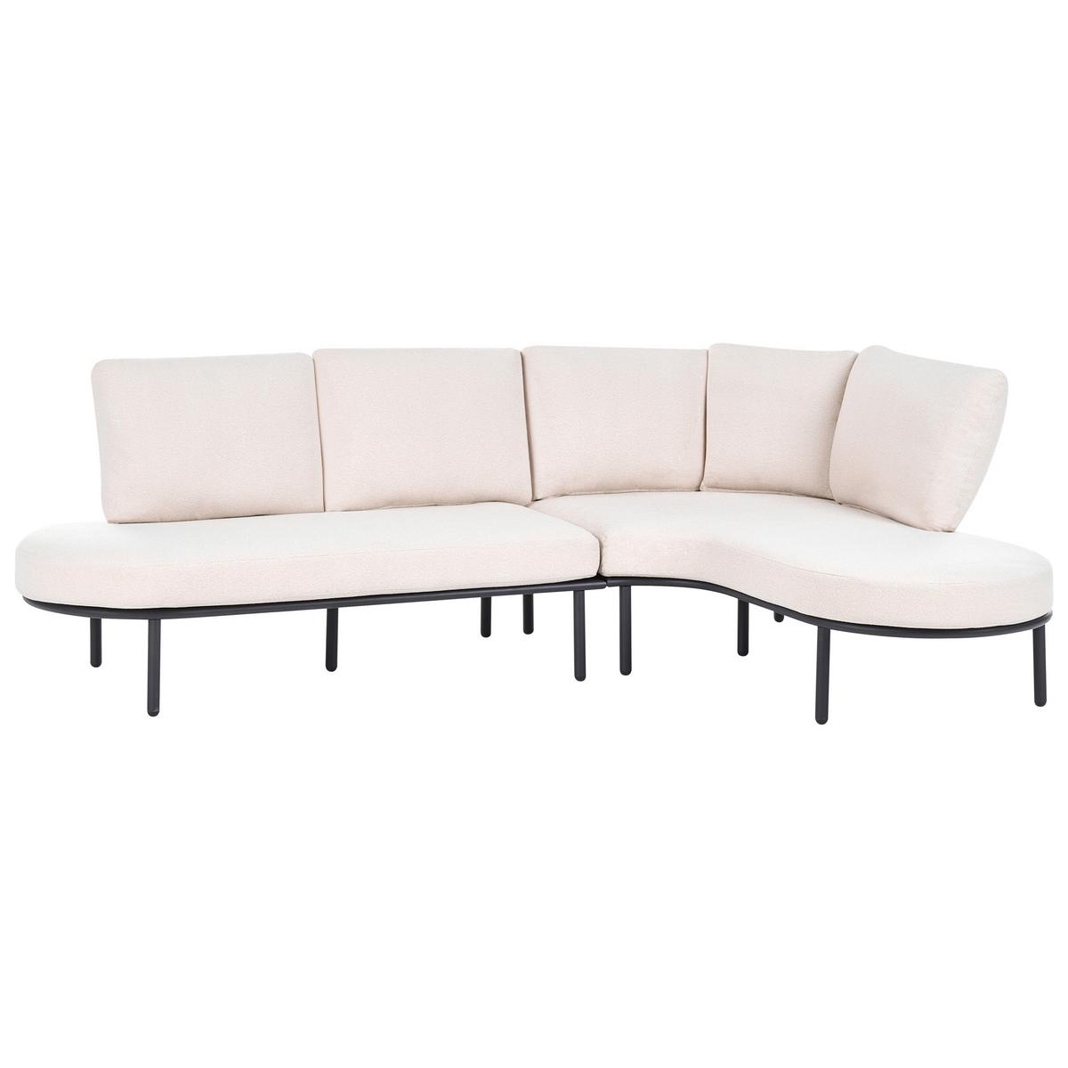 GARTENSOFA mit Tisch 4-Sitzer Metall Schwarz Pollina - Beige/Schwarz, Metall (238/77/162cm) - Beliani