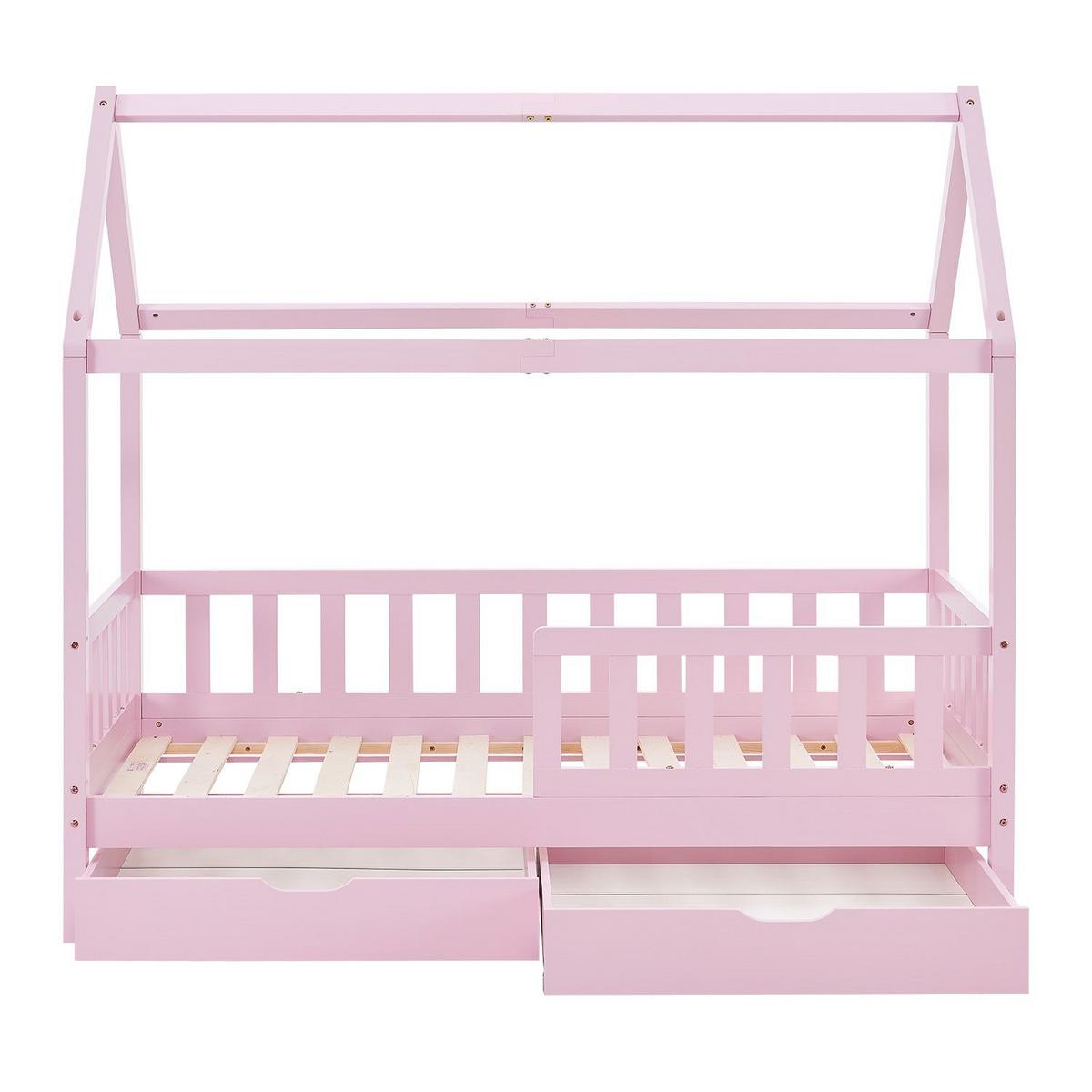KINDERBETT Marli rosa 90x200 cm mit Bettkasten - Rosa, Holz (90/200cm) - Juskys