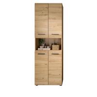 HOCHSCHRANK in Eiche Artisan, Badschrank 4-türig 60 x 185 cm mit viel Stauraum - Schwarz/Eiche Artisan, Holzwerkstoff/Kunststoff (60/185/30cm) - Inn.Furn