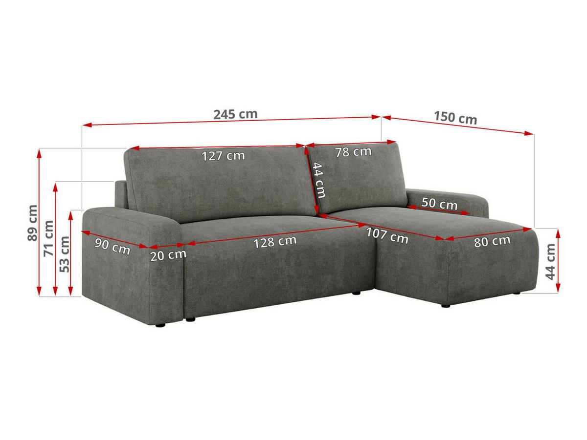 ECKSOFA ARGOS Grau Struktur - Schwarz/Grau, Kunststoff/Textil (245/150cm) - MKS