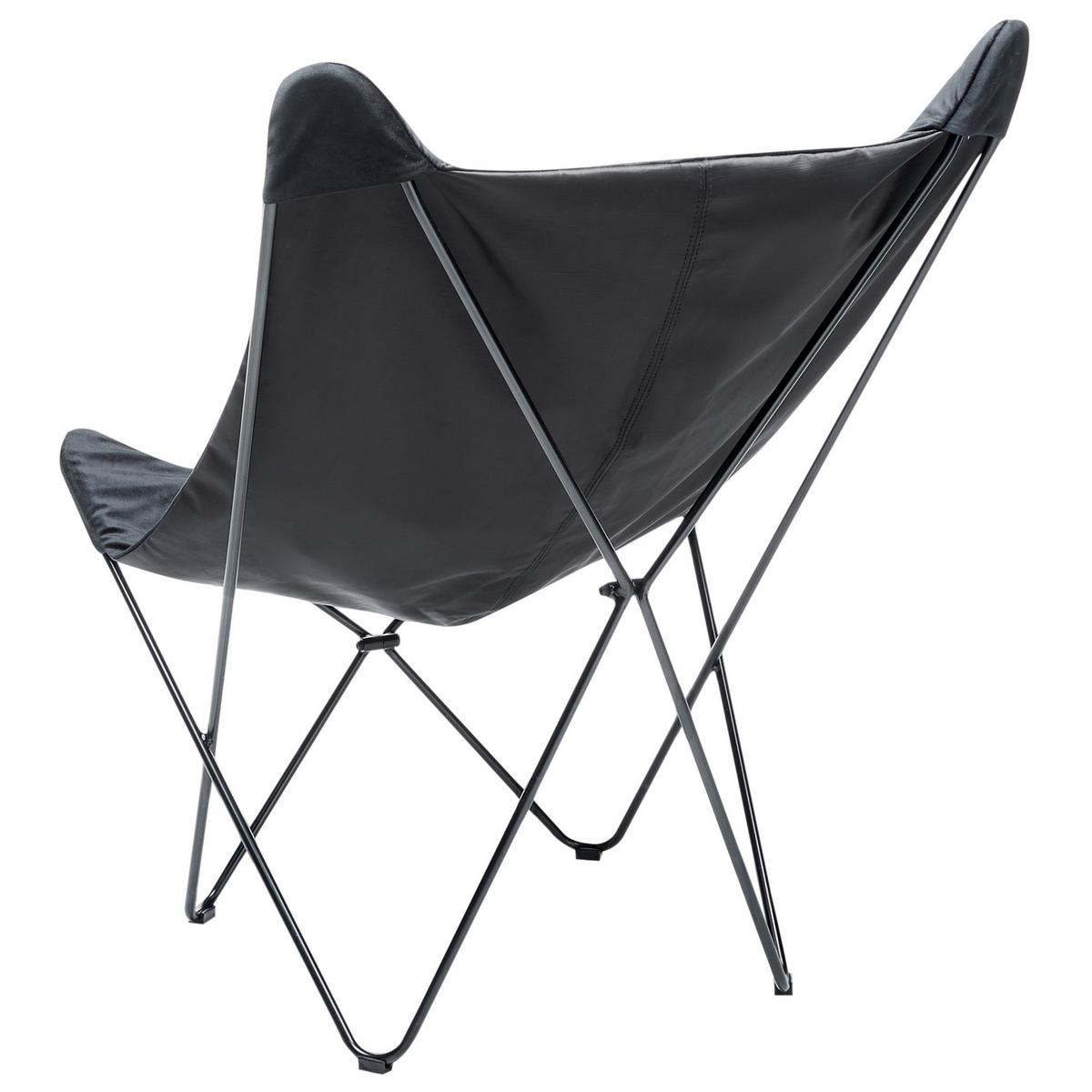 SCHMETTERLINGSSESSEL Samtstoff Schwarz Nybro - Schwarz, Textil/Metall (70/99/85cm) - Beliani