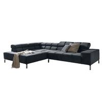 ECKSOFA NELSON Schwarz Velvet - Silberfarben/Schwarz, Textil (321/216cm) - KAWOLA