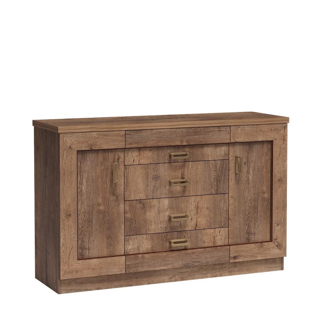 KOMMODE UDINE 140/90/44cm mit 4 Schubladen 2 Türen Bronzefarben - Bronzefarben, Holzwerkstoff (140/90/44cm) - MASSENO