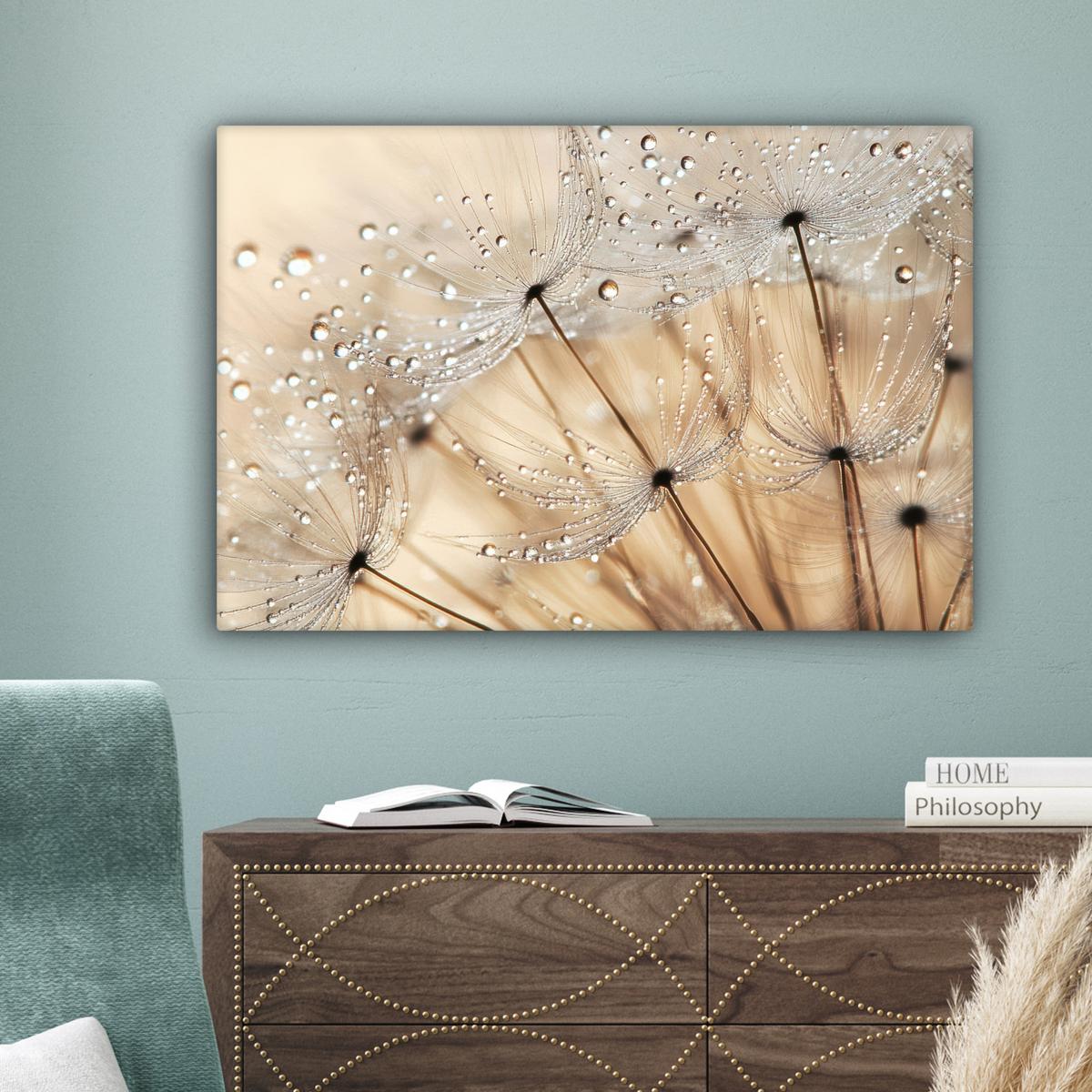 LEINWANDBILD Löwenzahn - Abstrakt - Natur - Beige Gemälde 60x40 cm - Braun, Textil (60/40cm) - MuchoWow