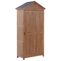 GARTENSCHRANK Akazienholz braun 200/100 cm Savoca - Braun/Grau, Holz (100/200/40cm) - Beliani