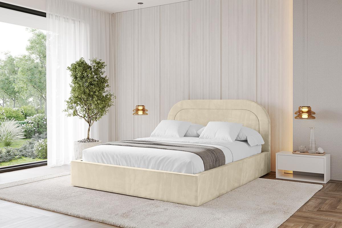 POLSTERBETT mit Bettkasten und Lattenrost, Boxbett ohne Matratze - LERAY 200x200 Beige - Ecru, Holzwerkstoff/Textil (200/200cm) - ALTDECOR