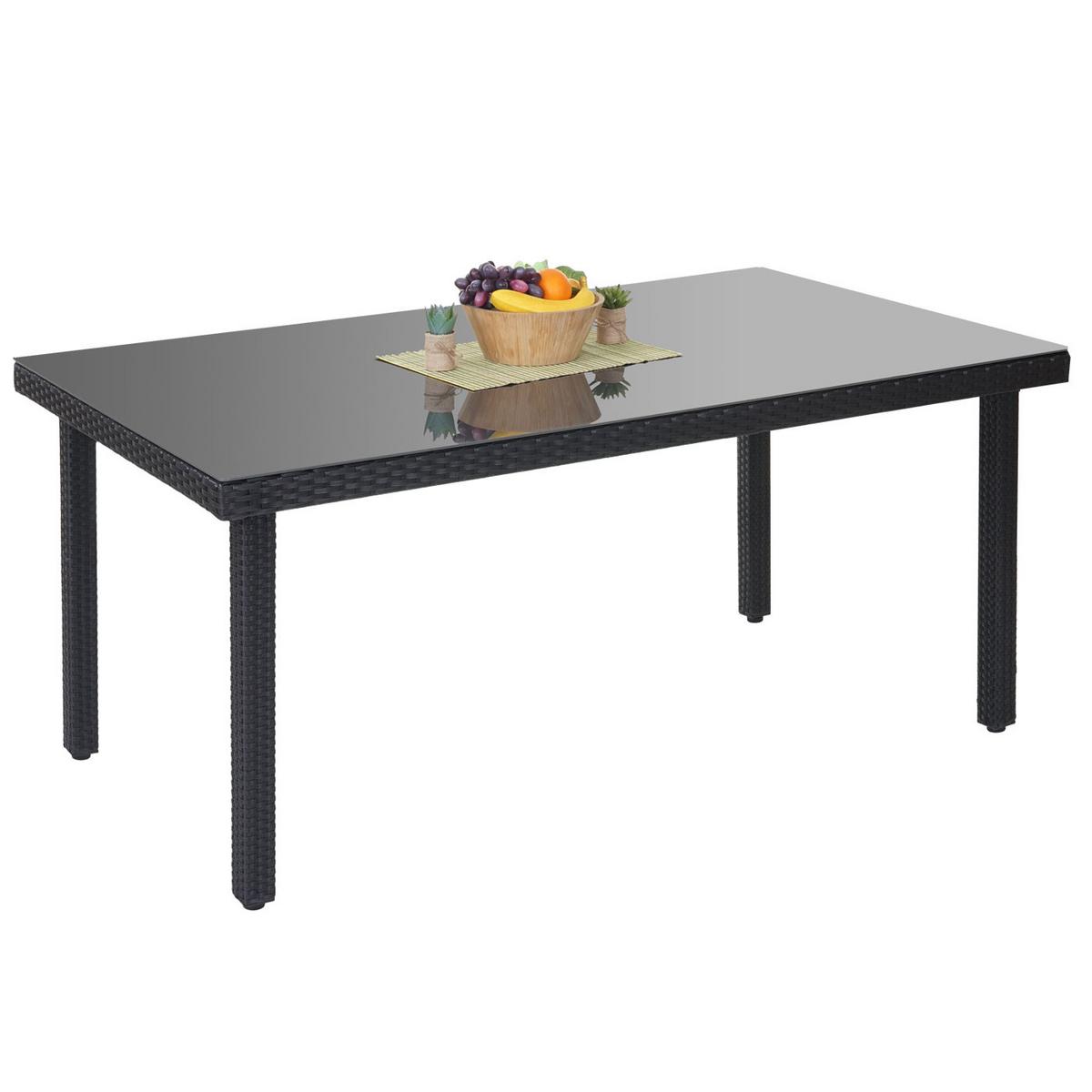 POLY-RATTAN-GARTENTISCH rechteck Anthrazit - Anthrazit, Kunststoff (90/160/74cm) - MCW