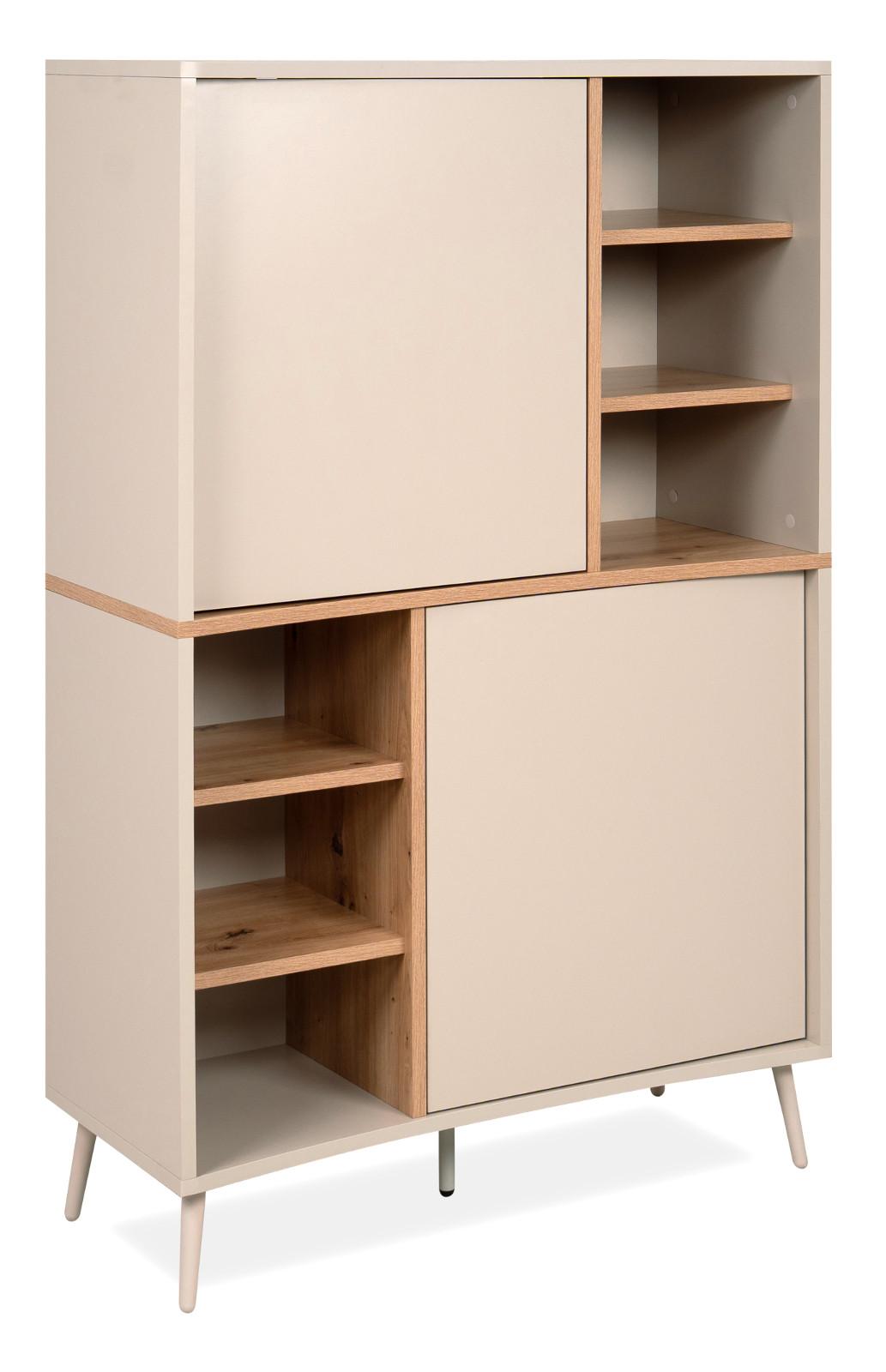 HIGHBOARD Kaschmir, Eiche Artisan 90 x 140 cm, Kommode mit Push-to-Open - Kaschmir/Eiche Artisan, Holzwerkstoff (90/140/37.5cm) - Furn.Design