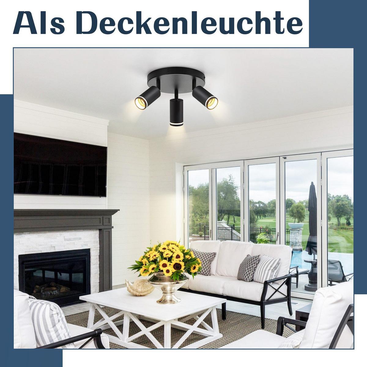DECKENSTRAHLER Coesfeld 3-flammig 20/20/17 cm - Schwarz, Metall (20/20/17cm) - Nettlife