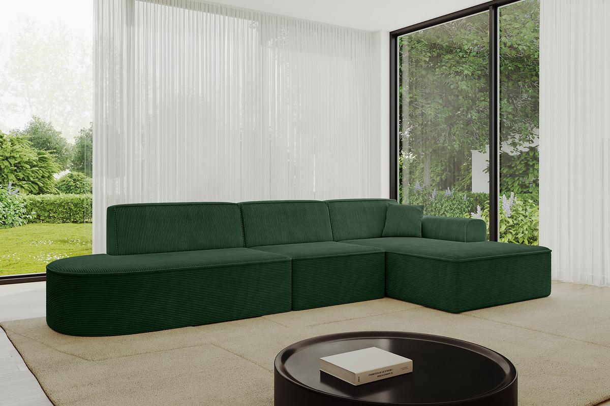 ECKSOFA Ottomane Rechts IREA-L2-v3 - 327x165x77 cm Grün - Currygelb, Holzwerkstoff/Textil (327/165cm) - ALTDECOR