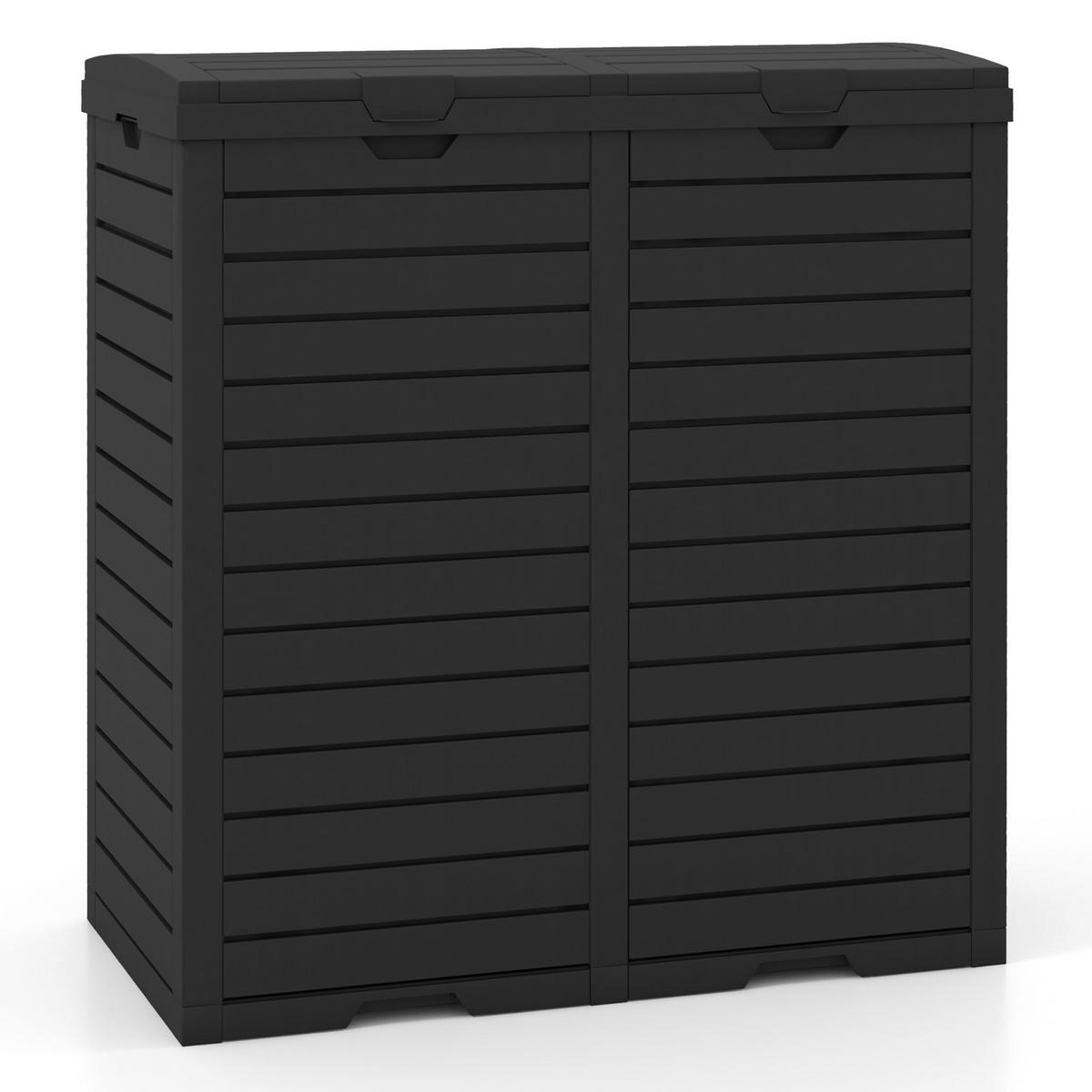 MÜLLEIMER 235L mit Abfallbehälter schwarz - Schwarz, Kunststoff (77/86/40cm) - COSTWAY