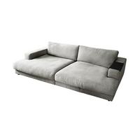 BIG SOFA MIT TABLETT MADELINE Silber Webstoff - Silberfarben/Schwarz, Kunststoff/Textil (290/85/170cm) - KAWOLA