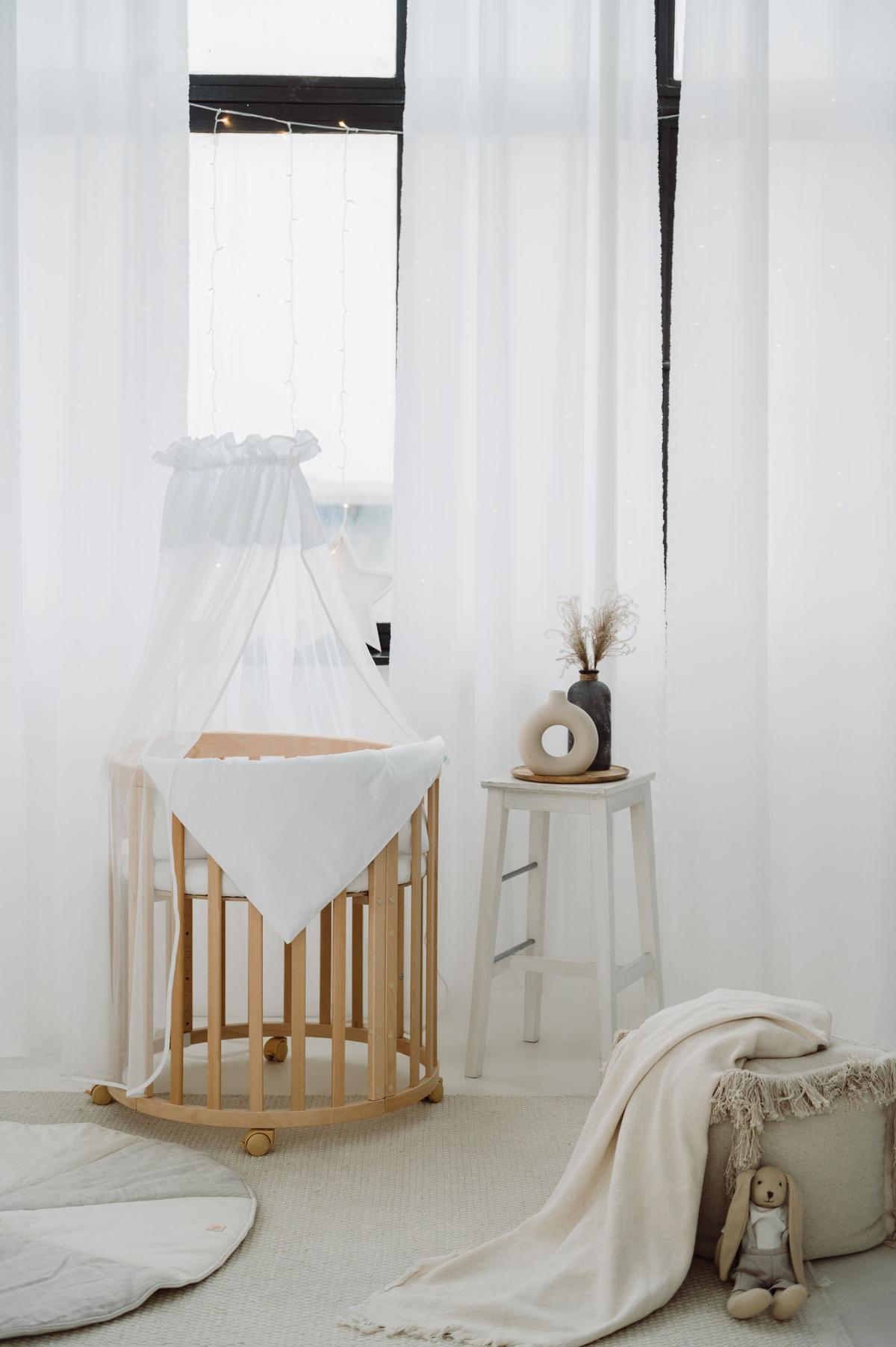 BABYBETT NATUR OVAL 7in1 mit Matratze - Naturfarben, Holz/Textil (73/125cm) - waldin