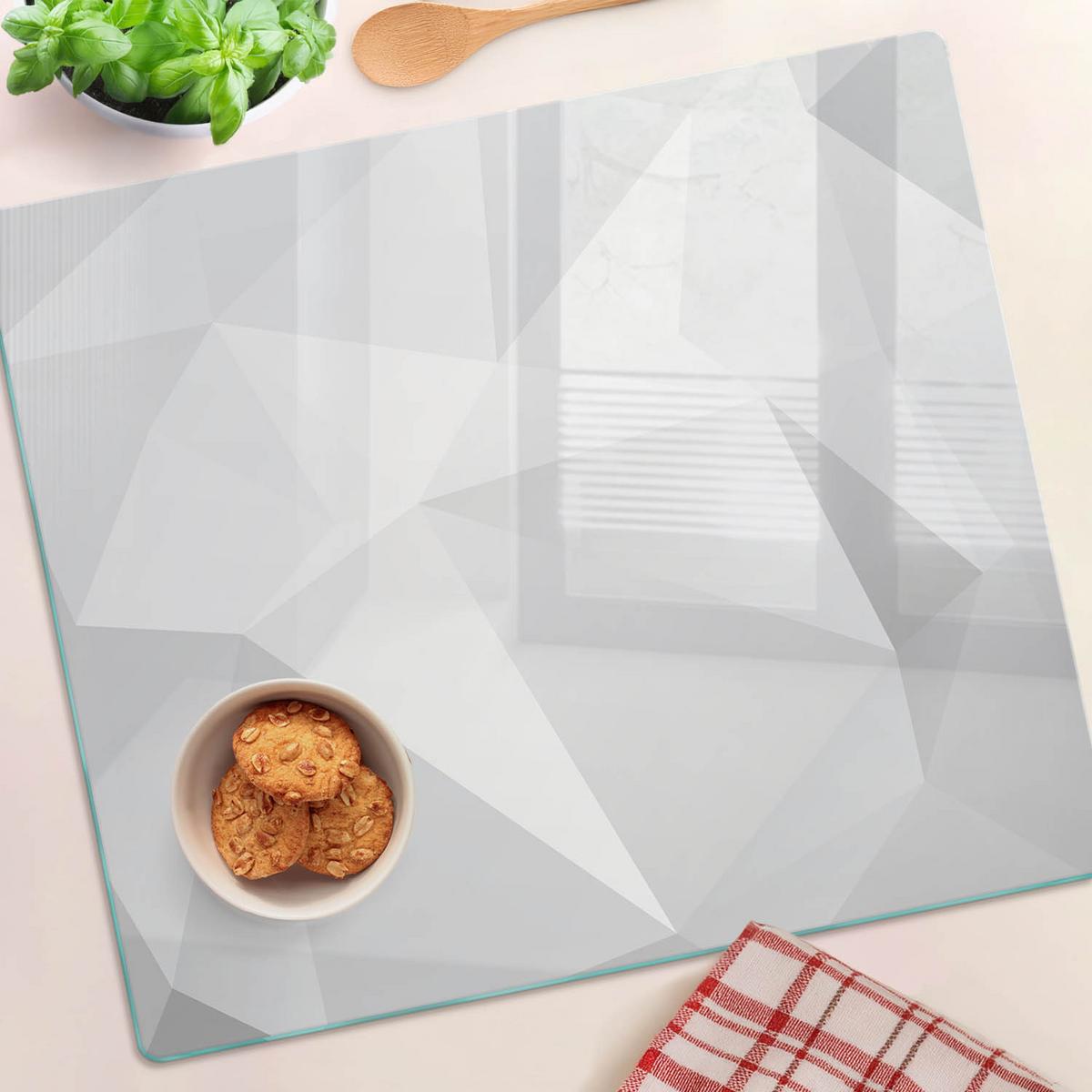 GLASPLATTE 60x52 cm Abstrakt - Weiß, Glas (60/0.4/52cm) - TULUP