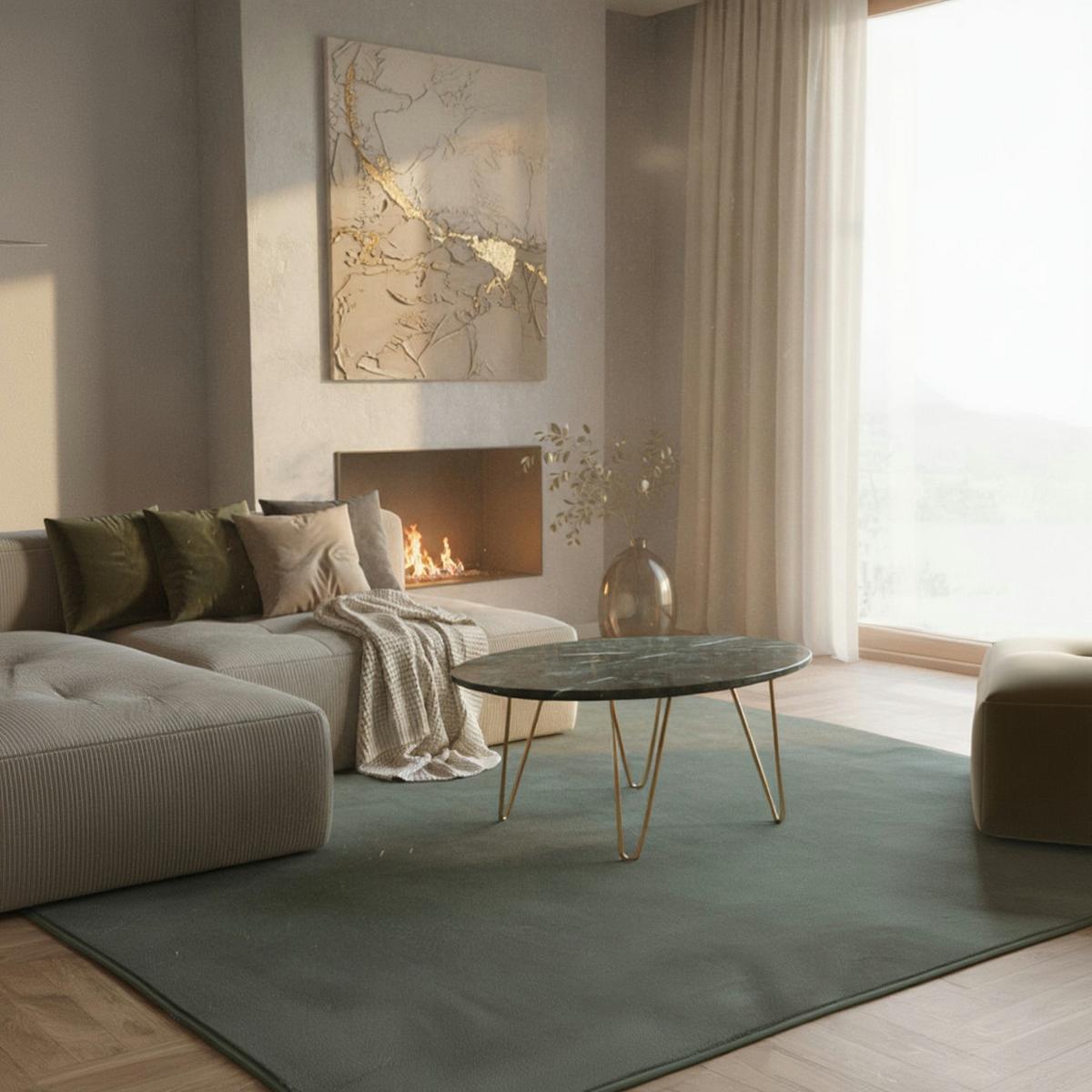 TEPPICH Kurzflor Waschbar NECKAR in Grün, einfarbig, 200 x 290 cm - Grün, Textil (290/200cm) - KADIMA DESIGN