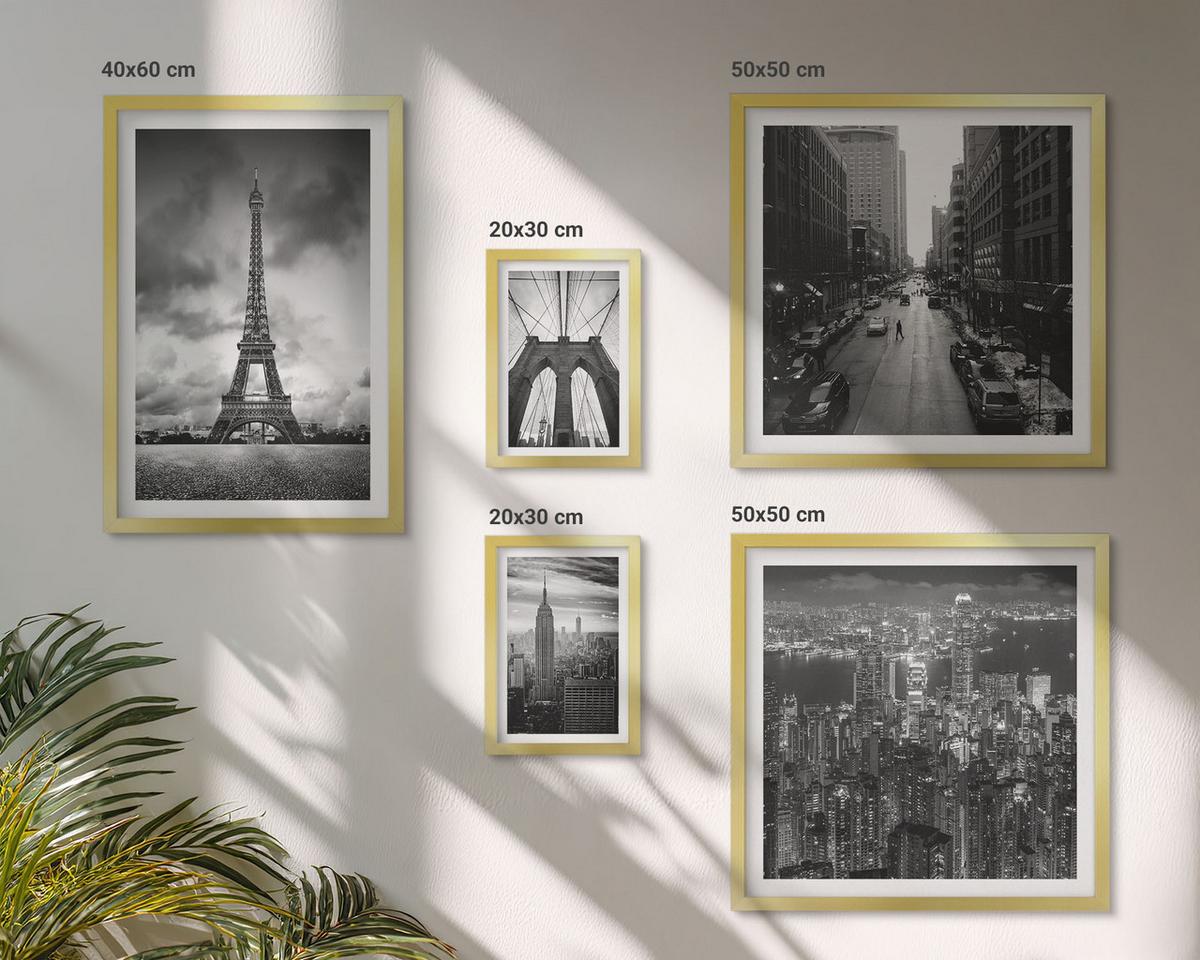 BILDER SET 5er Set - 50x50 cm & 20x30 cm & 40x60 cm Goldrahmen - Sommerstrände, Meereslandschaft - Goldfarben, Kunststoff (40/60cm) - TULUP