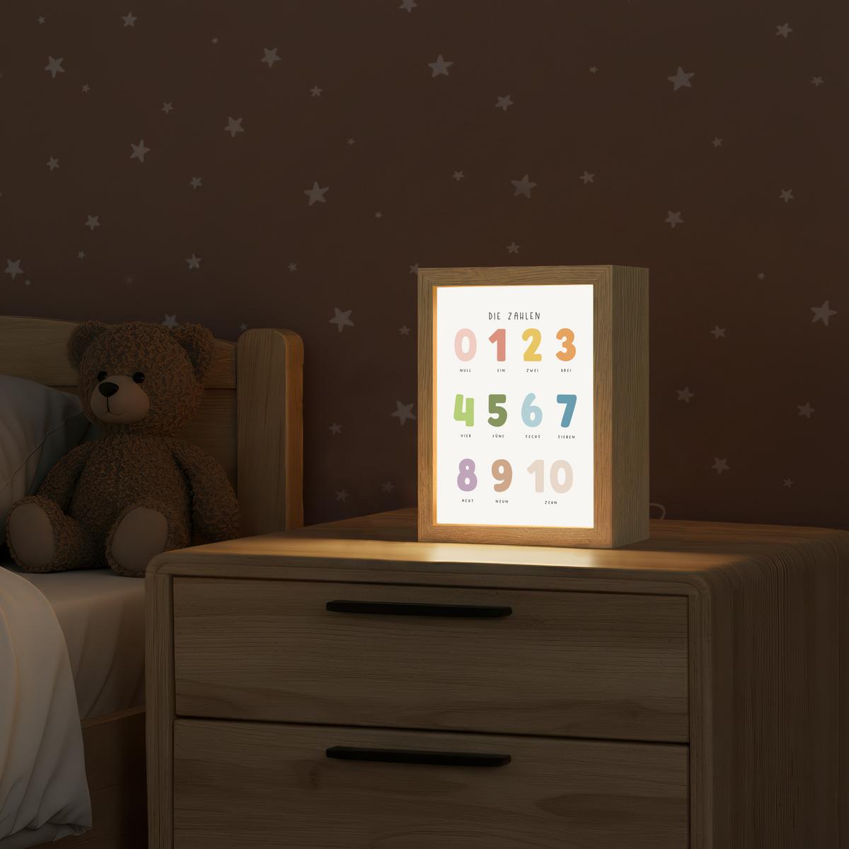 NACHTTISCHLAMPE Pädagogisch - Zählen lernen - Weiß - Farben - 1-10 15x20 cm - Weiß, Holzwerkstoff (8/15/20cm) - OnlyWow