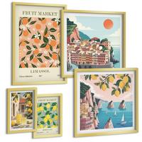 BILDER SET 5er Set - 50x50 cm & 20x30 cm & 40x60 cm Goldrahmen - Abstrakte ästhetische Berge - Goldfarben, Kunststoff (40/60cm) - TULUP