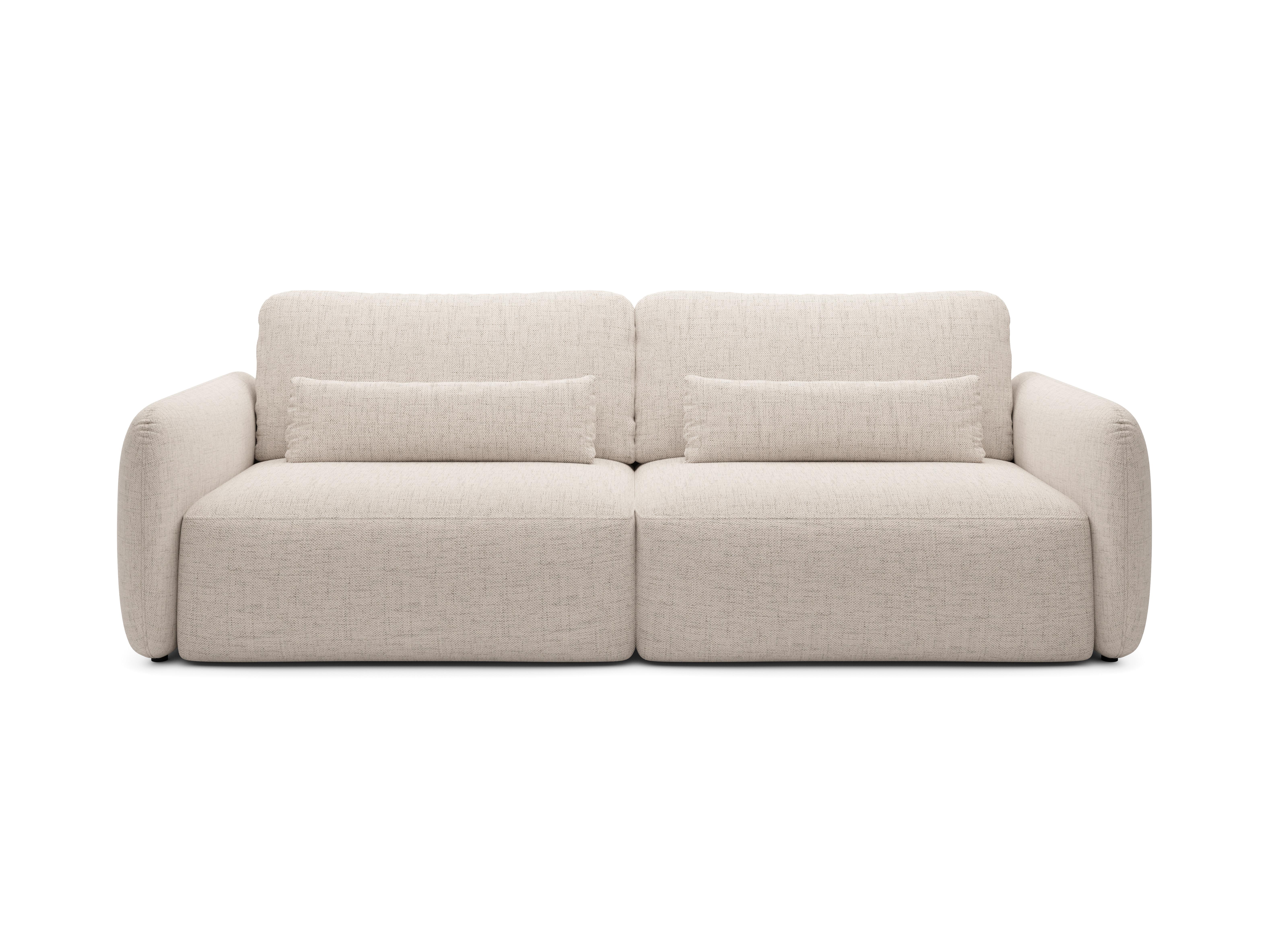 BETTSOFA ATTO Creme Chenille-Stoff mit Schlaffunktion - Creme, Textil (103/87/238cm) - MASSENO